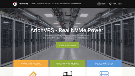 Сайт хостинг-компании ArionVPS