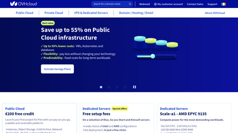 Сайт хостинг-компании OVH