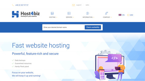 Сайт хостинг-компании Host4biz