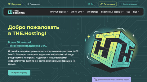 Сайт хостинг-компании THE.Hosting