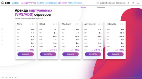 Сайт хостинг-компании Sale-Dedic