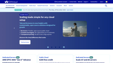 Сайт хостинг-компании OVH