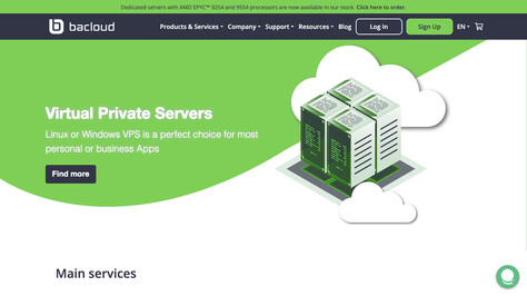 Сайт хостинг-компании Bacloud