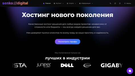 Сайт хостинг-компании Senko Digital