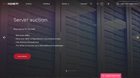 Сайт хостинг-компании MyHosti