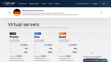 Сайт хостинг-компании XServer