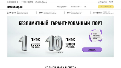 Сайт хостинг-компании Datacheap