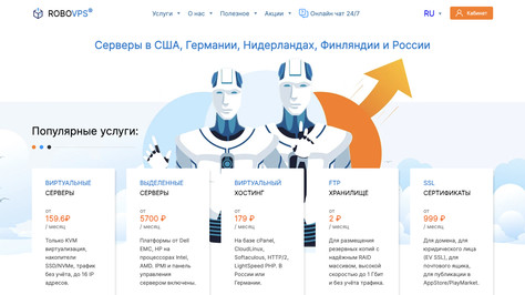 Сайт хостинг-компании RoboVPS