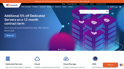 Сайт хостинг-компании LeaseWeb
