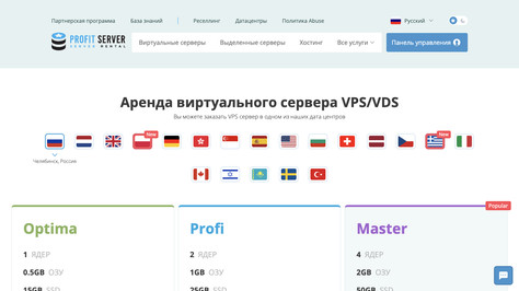 Сайт хостинг-компании ProfitServer