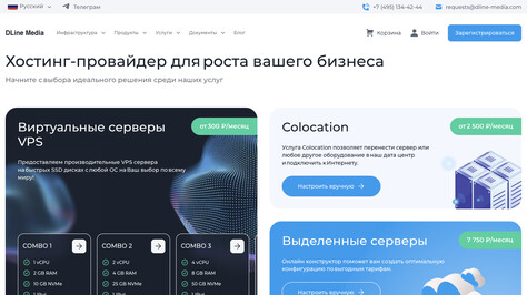 Сайт хостинг-компании DLine Media