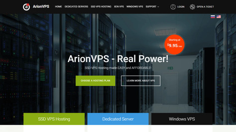 Сайт хостинг-компании ArionVPS