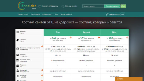 Сайт хостинг-компании Shneider Host