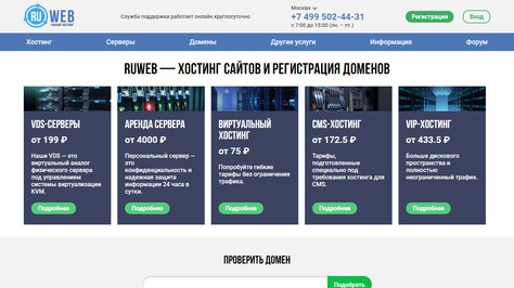 Сайт хостинг-компании RuWeb