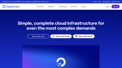 Сайт хостинг-компании DigitalOcean