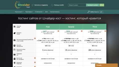 Сайт хостинг-компании Shneider Host