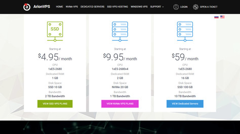 Сайт хостинг-компании ArionVPS