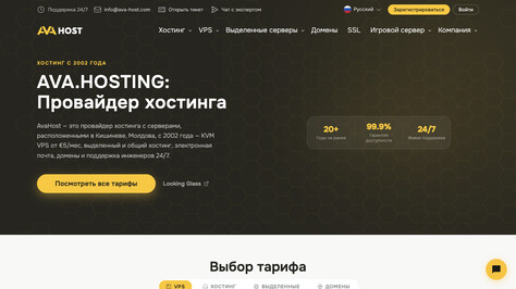Сайт хостинг-компании AvaHost