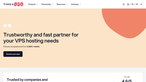 Сайт хостинг-компании Time4VPS