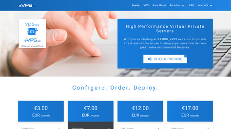 Сайт хостинг-компании eVPS.net