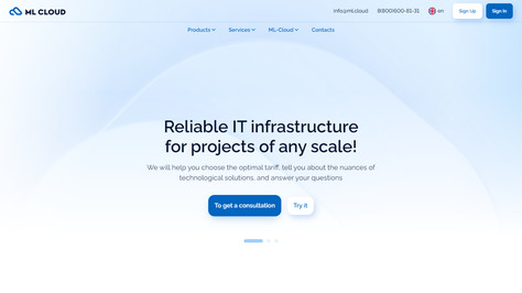 Сайт хостинг-компании ML Cloud
