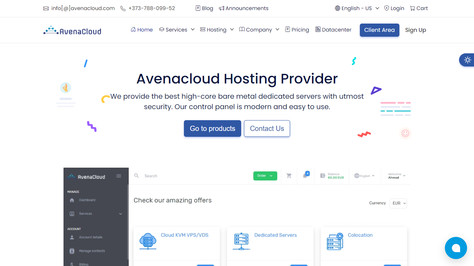 Сайт хостинг-компании AvenaCloud